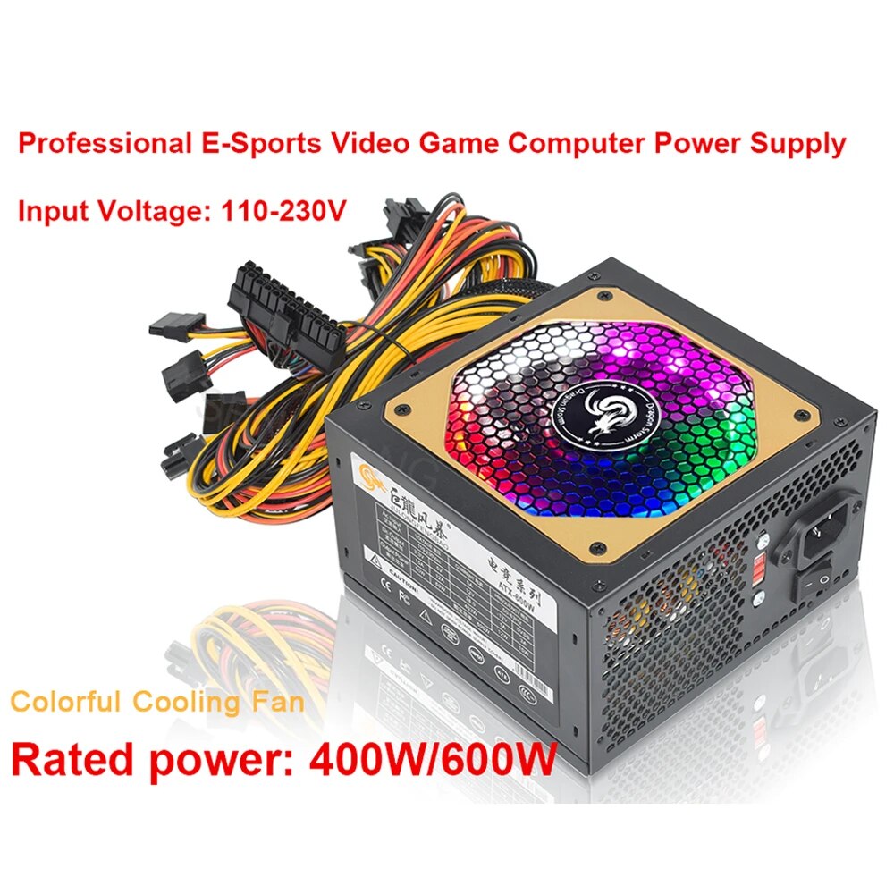 ATX 400W 600W 110-230V RGB 12V - Power Supply 750W reseña y precio